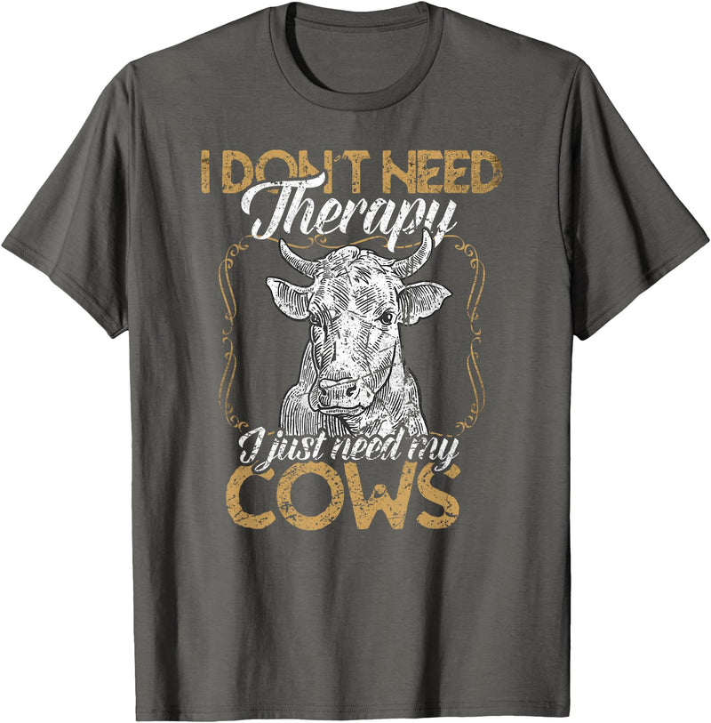 Kuh Kühe Rinder Cow Landwirt Geschenke Bekleidung Ich brauche keine Therapie nur meine Kühe Kuh Landwirt T-Shirt - Asphalt