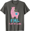 BlueTonic Animals FML Fluff My Llama Cute Animal T-Shirt - Asphalt Grey