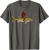 Northern Outdoor Walleye Collection Walleye Fishing Bigfoot Riding Fisherman Funny Angler T-Shirt - Asphalt Grey