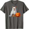 Cute & Funny Spooky Cat and Pumpkin Halloween Orange Cat Ghost and Jack-O-Lantern Halloween T-Shirt - Asphalt Grey