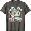 Creepy Cute Bunny Rabbit Alt Goth Grunge Horror Aesthetic T-Shirt (Black) in Asphalt Grey