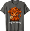 Sassy Moo-dy Cute Highland Cow Tees Sassy and Moo-dy Highland Cow Funny Farm Animal Art T-Shirt - Asphalt Grey