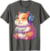 Funny Cute Hamster Gamer Adorable Video Game Animal Design T-Shirt - Asphalt Grey