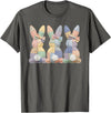 Easter Patchwork Bunny Cute Bunny Rabbit Coquette Lace Bow T-Shirt in Asphalt Grey