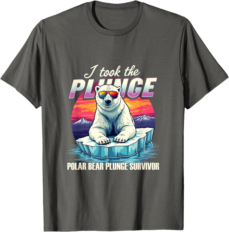 Chilly Dive Apparel Costume Polar Bear Plunge Survivor Fun Winter Adventurers Apparel T-Shirt - Asphalt Grey