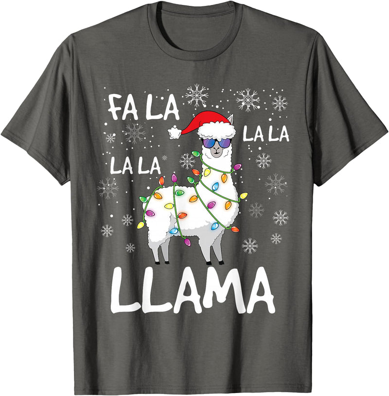 Funny Christmas Llama Shirts FA La La Llama Shirt Women Men Kids Funny Llama Christmas T-Shirt - Asphalt Grey