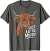 Scottish Highland Cow Lovers men woman kids Highland Cow Just A Little Moody Flower Cattle Hairy Cow T-Shirt - Asphalt Grey