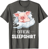 Cute Sleeping Pig Nightgown Sleepwear Pajama Official Sleepshirt Cute Sleeping Pig Animal Lovers Pajama T-Shirt - Asphalt Grey