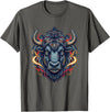 Wild Buffalo Bison Tribal Western Spirit Fierce Wild Bison Head Tribal Geometric Buffalo T-Shirt - Asphalt Grey