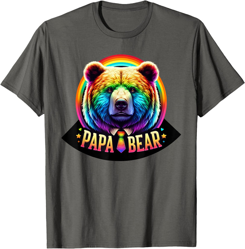 BearPride Creations LGBTQ Papa Bear Rainbow Gay Pride Equal Rights Fathers Day T-Shirt - Asphalt Grey