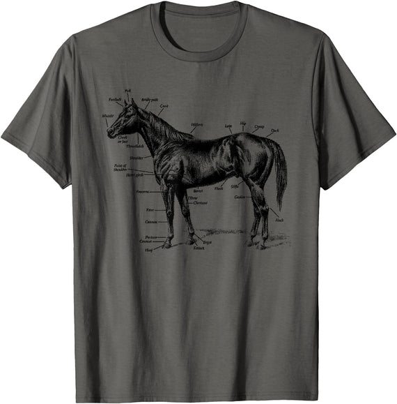 Big Texas Anatomy of a Horse T-shirt T-Shirt - Asphalt Grey
