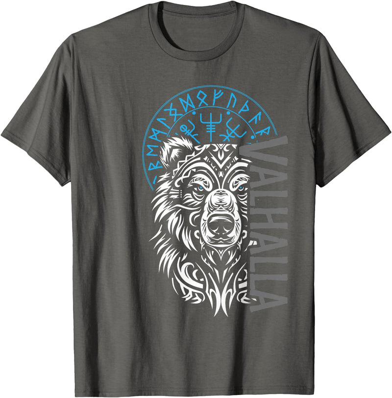 Nordic Valor, Viking Visions, Berserk til Valhalla Valhalla & Viking Compass - Nordic Bear Design T-Shirt - Asphalt Grey