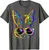 Trippy Rabbit Vibrant Glitch Effects Vaporwave EDM Lover T-Shirt in Asphalt Grey