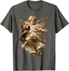 Vintage Angel Aesthetic Classical Art Cute Cherub Angel with Bear Baroque Renaissance Aesthetic T-Shirt - Asphalt Grey