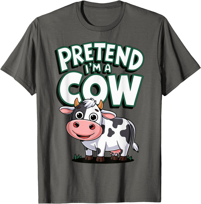 AnI'mal Cow Farm AnI'mal Halloween Costume Party Pretend I'm A Cow T-Shirt - Asphalt Grey
