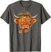 Highland Cow Lover Western Cowgirl Cowboy Farmer Cute Highland Cow Leopard Bow Bandana Western Cowboy Cowgirl T-Shirt -