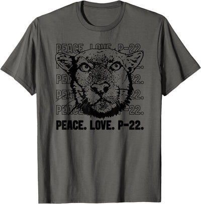P-22 Mountain Lion Legend LA California Art P22 Peace Love T-Shirt