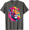 Aesthetic Lion Art I Kids Lion Colorful Lion T-Shirt - Asphalt Grey