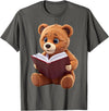 Funny Teddy Bear reading a book: Graphic for bear lovers T-Shirt - Asphalt Grey