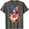 Cute Guinea Pig Bubble Gum Coquette Bow Girls Kids Patriotic Guinea Pig 4th of July Bow American Flag Girls T-Shirt - Asphalt Grey