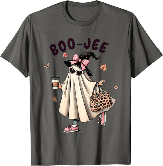 Cute Boujee Ghost Halloween 2024 Spooky Season Boujee Boo-Jee Ghost Halloween 2024 T-Shirt - Asphalt Grey