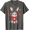 Rabbit Lover Heart Girls Valentine’s Day Women Bunny T-Shirt in Asphalt Grey