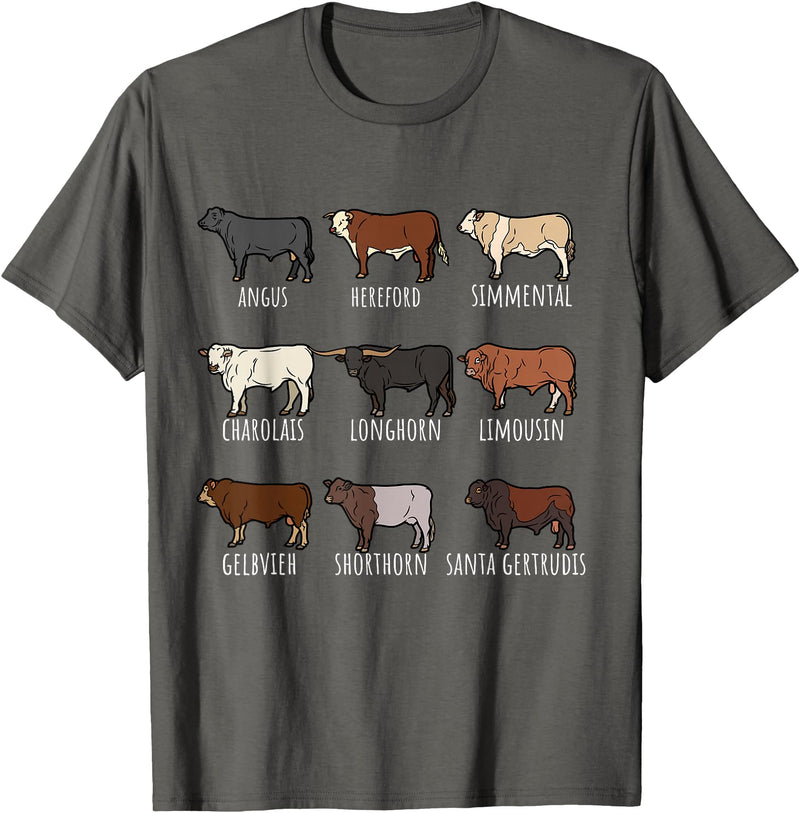 Cattle Breed Livestock Enthusiasts,Cattle Farmers Type of Cow Breed Cattle Collection West Bulls Angus Farmer T-Shirt -