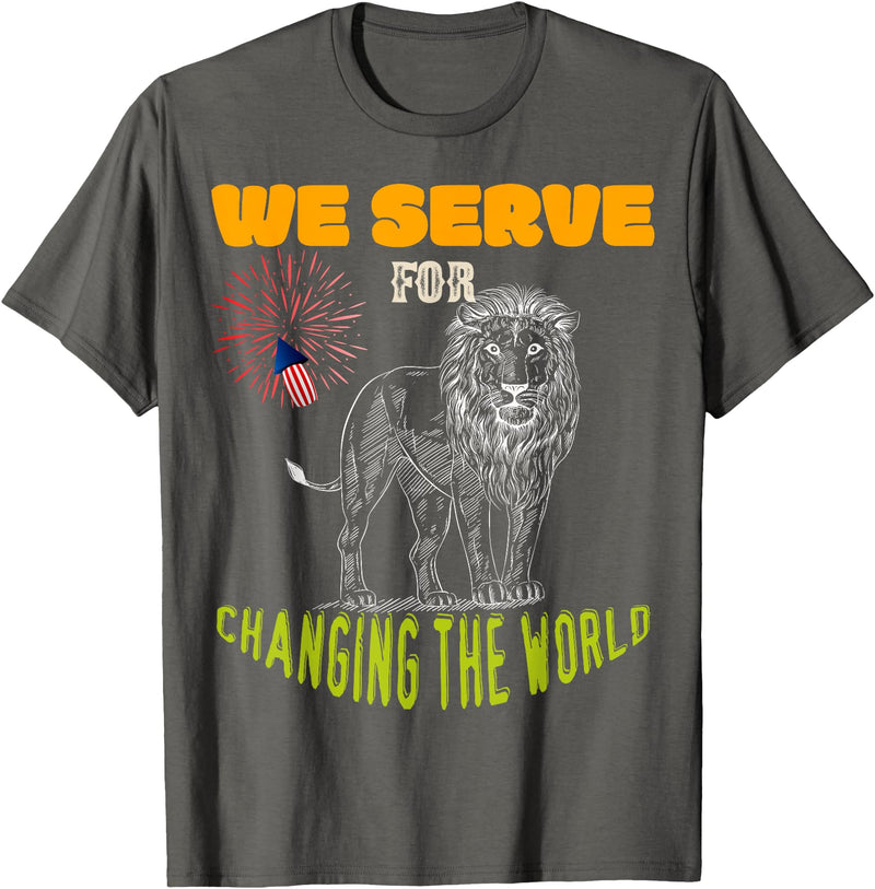 Lions Club members gift Lions Club we serve for changing the world volunteer gift T-Shirt - Asphalt Grey