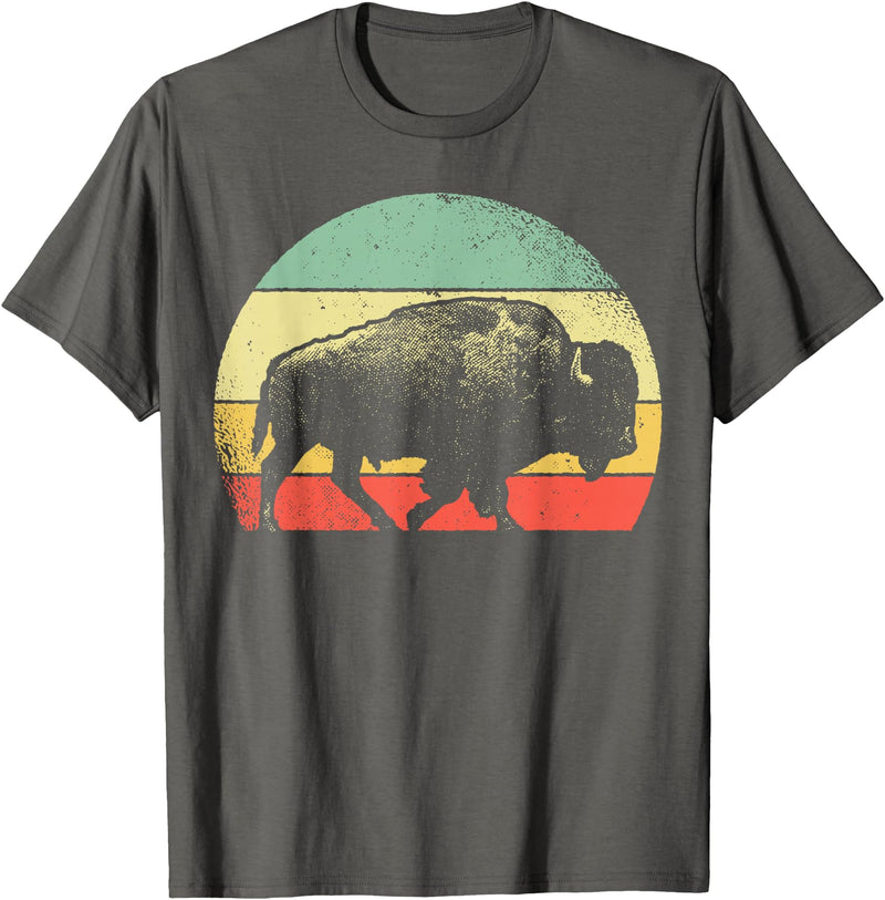 Bison Lover Gifts Wildlife I Bison Natural Reserve Vintage Buffalo Graphic Crew Neck Short Sleeve Regular Fit T-Shirt -