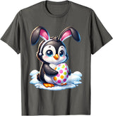 Easter Penguin Lover Egg Eggs Bunny Rabbit Bunnies Funny T-Shirt in Asphalt Grey