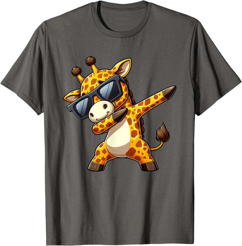 Cool Giraffe Dabbing T-Shirt - Asphalt Grey