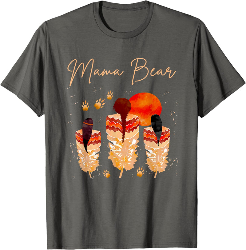 Proud Indigenous Native American Gifts Mama Bear Proud Native American Women Indigenous T-Shirt - Asphalt Grey