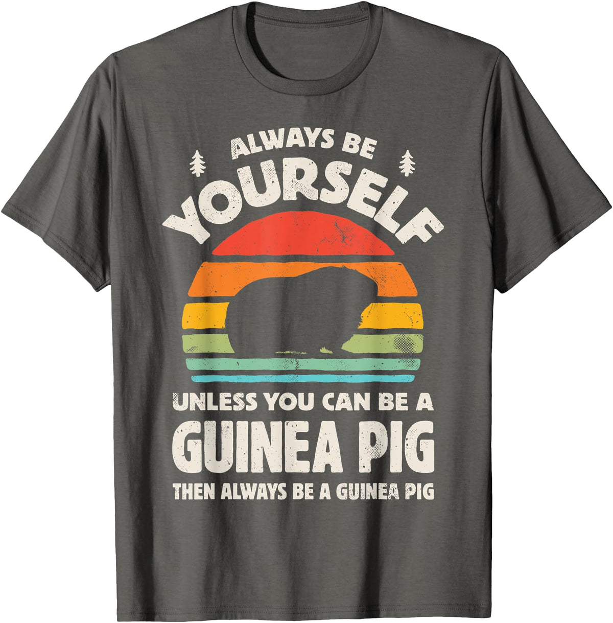 Guinea Pig Wheek Squad Guinea Pig Always Be Yourself Retro Vintage Men Women Rodent T-Shirt - Asphalt Grey