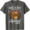 Scottish Highland Cow Lovers Scottish Highland Cow Just a Girl Who Loves Highland Cows T-Shirt Small - Asphalt Grey