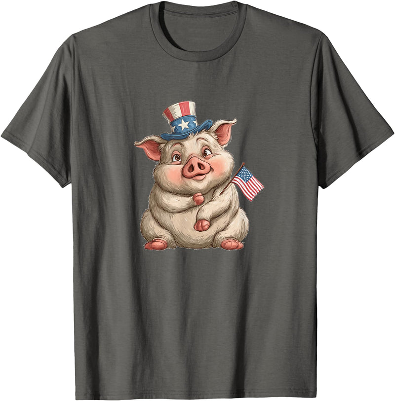 USA Pig Outfit Awesome US Pig T-Shirt - Asphalt Grey