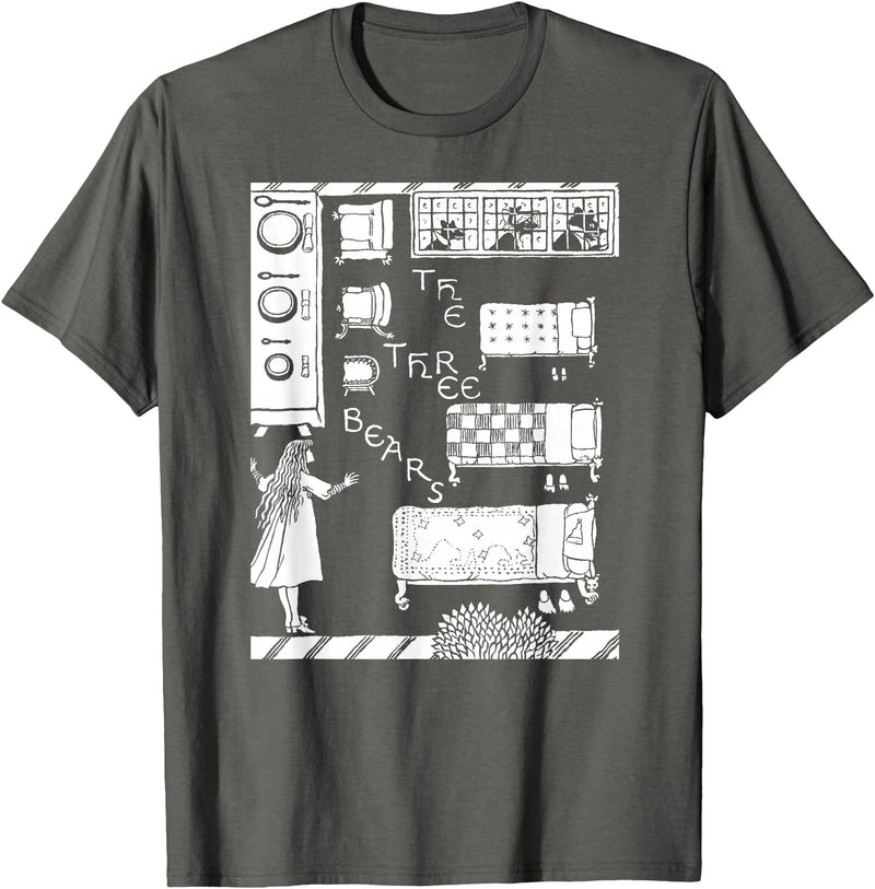 Vintage Fairy Tale Shirts The 3 Bears Vintage Goldilocks Retro Fairy Tale T-Shirt - Asphalt Grey