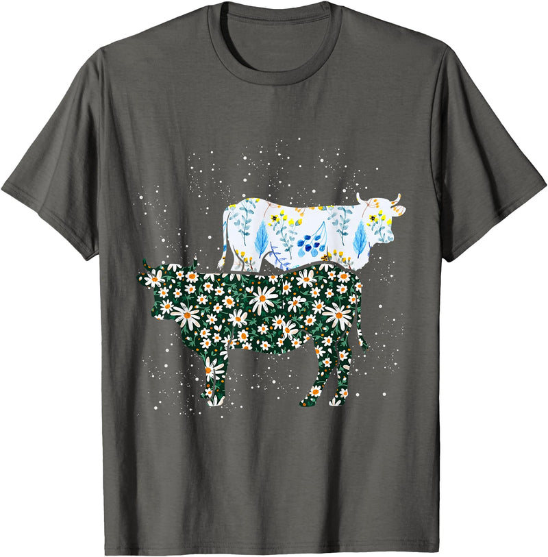 Vintage Animals Designs Vintage Cow T-Shirt - Asphalt Grey