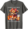 Cute Highland Cow I'm Not A Mess I'm Not A Hot Mess I'm A Spicy Disaster Cheeky Highland Cow T-Shirt - Asphalt Grey