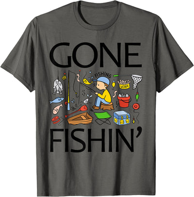 Gone Fishing- Youth Boys Kids Toddler Women Girls Cute T-Shirt