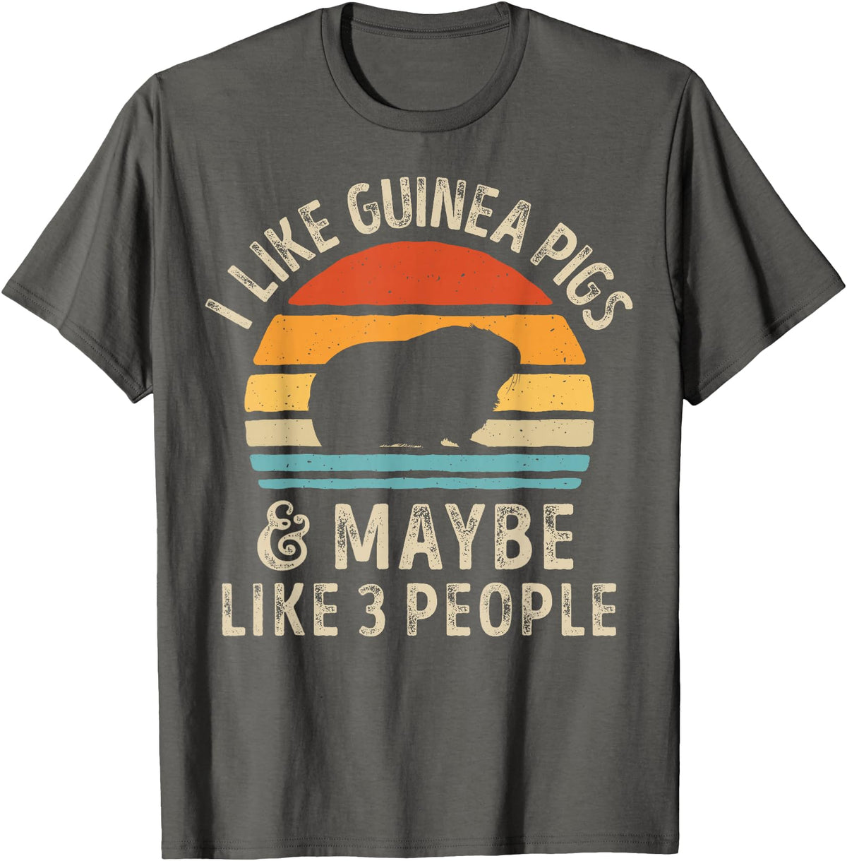 Guinea Pig Wheek Squad I Like Guinea Pigs and Maybe 3 People Guinea Pig Retro Men T-Shirt - Asphalt Grey