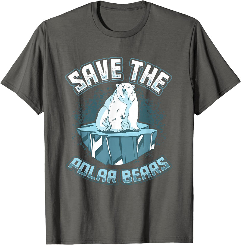 Save Animals Message Animal Rights Activists Save The Polar Bears T-Shirt - Asphalt Grey