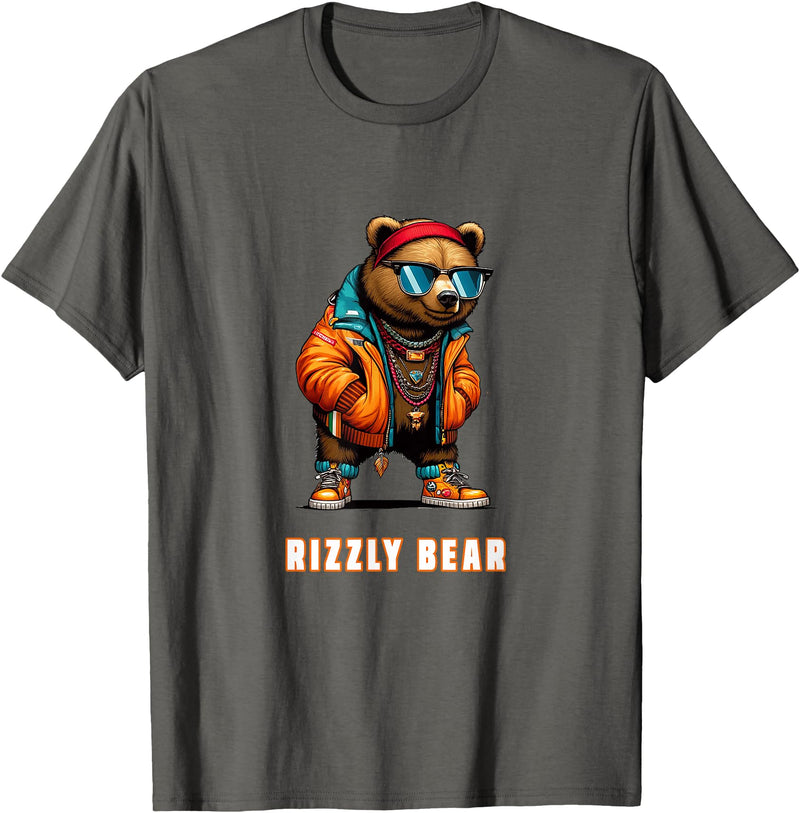 The Rizzly Grizzly Rizzly Bear Cool Grizzly Bear Wearing Sunglasses Rizz Slang T-Shirt - Asphalt Grey
