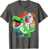 English Bulldog Funny Dinosaur Kids Mom Gift Tees Funny English Bulldog Riding Cute T-Rex Dinosaur Dog Mom T-Shirt - Asphalt