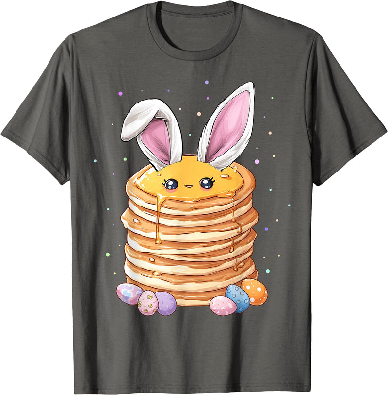 Pancake Food Easter Rabbit Eggs Bunny Ears Breakfast Cute T-Shirt in Asphalt Grey