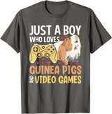 Guinea Pig Gifts for Gamer Co. Just a Boy Who Loves Guinea Pigs and Video Games Gaming T-Shirt - Asphalt Grey