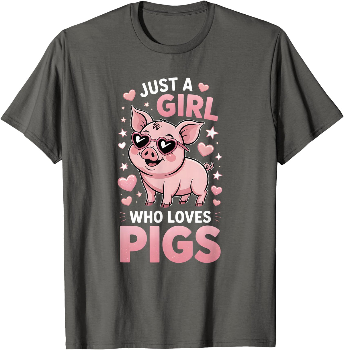 Pig Shirts & Gifts for Girls Girls Pig T-Shirt - Asphalt Grey