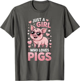 Pig Shirts & Gifts for Girls Girls Pig T-Shirt - Asphalt Grey