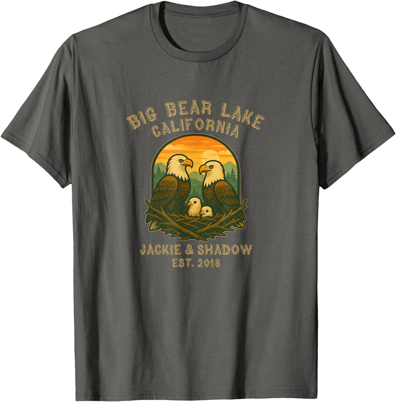 Big Bear Lake Eagles California Big Bear Lake California Eagles Jackie and Shadow T-Shirt - Asphalt Grey