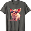 Funny Piggy Pig Sunglasses Piggy Costume for bespectacled Pigs Lovers T-Shirt - Asphalt Grey