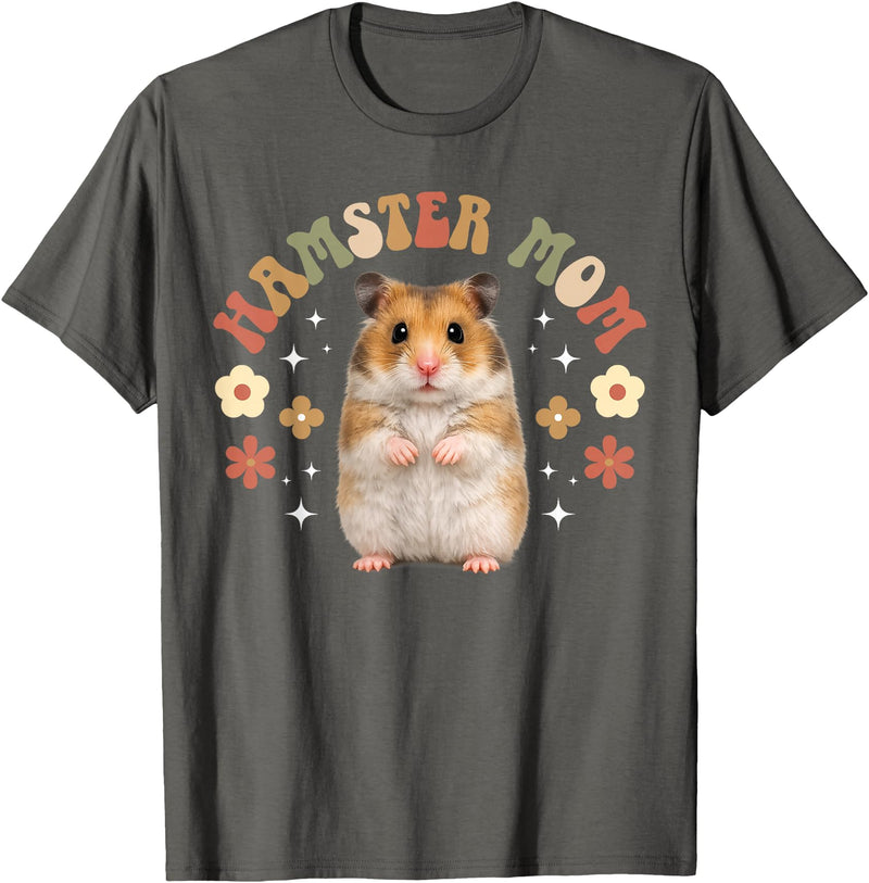 Hamster Mom Groovy Hamster Mama Hamster Owner Hamster Lover T-Shirt - Asphalt Grey